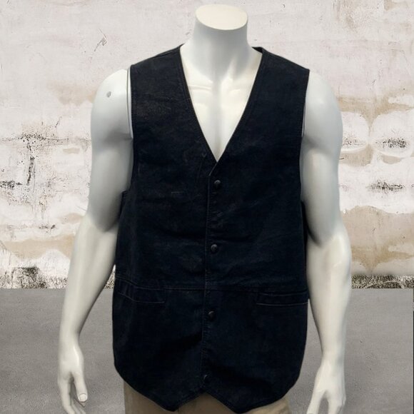 NRA Authentic Leather Gear Vest Concealed Carry Black Suede w/Snap Men's Large - Picture 1 of 11